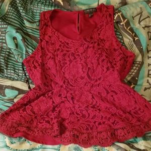 Like new Red lace peplum Tank